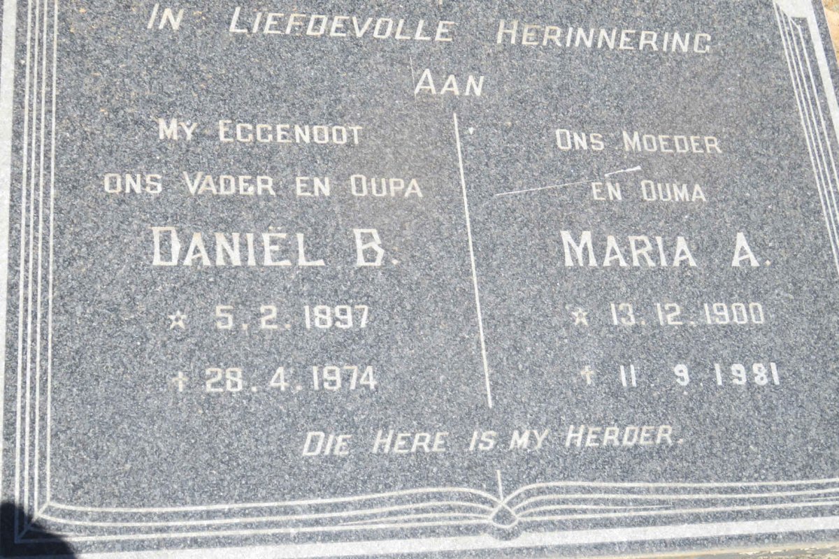 GROBBELAAR Daniel B. 1897-1974 &amp; Maria A. 1900-1981