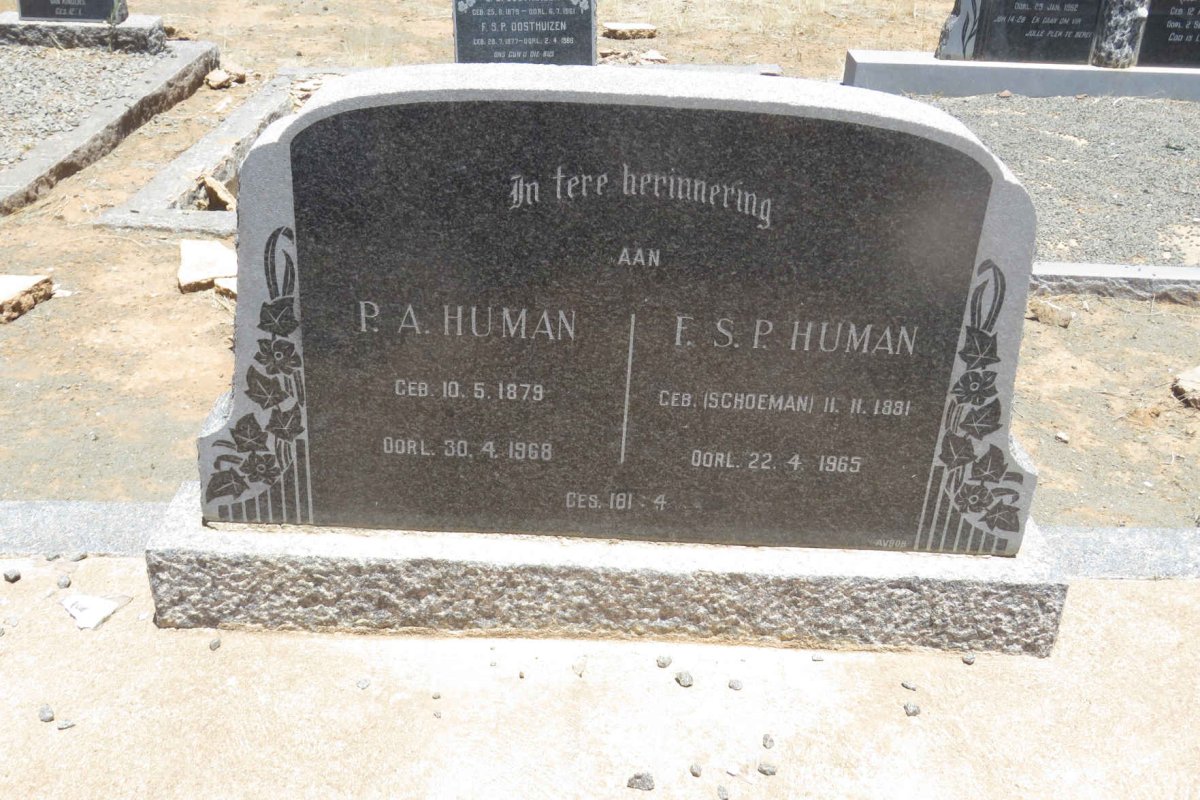 HUMAN P.A. 1879-1968 &amp; F.S.P. SCHOEMAN 1881-1965