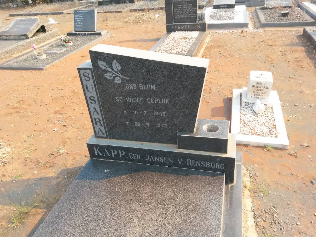 KAPP Susara nee JANSEN V. RENSBURG 1949-1972