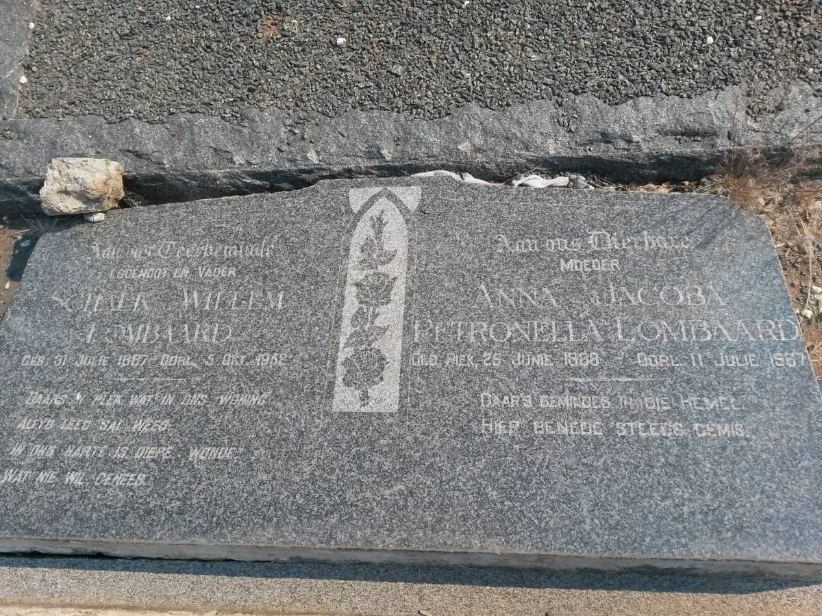 LOMBAARD Schalk Willem 1887-1952 &amp; Anna Jacoba Petronella 1888-1967