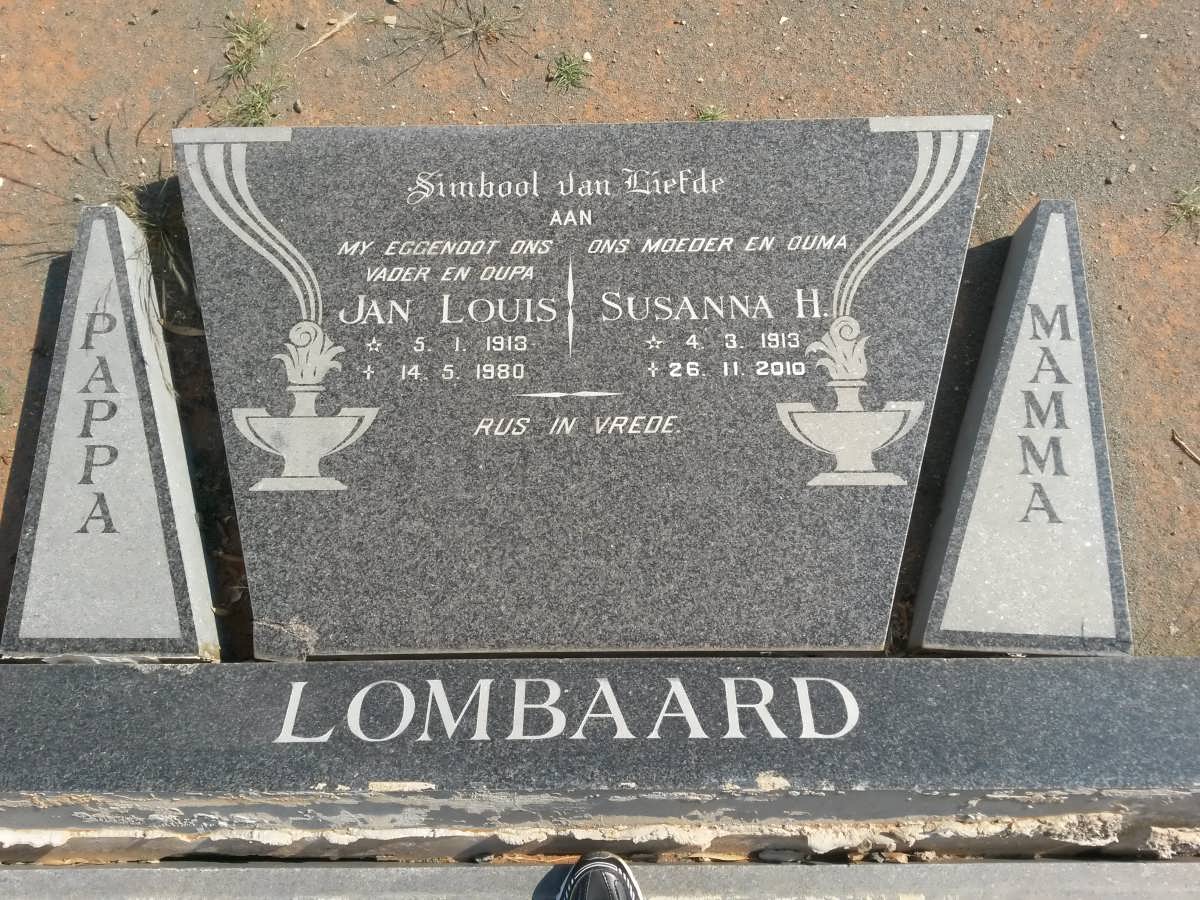LOMBAARD Jan Louis 1913-1980 &amp; Susanna H. 1913-2010