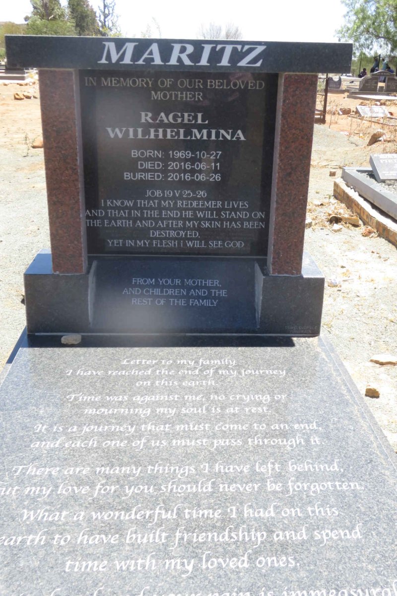 MARITZ Ragel Wilhelmina 1969-2016