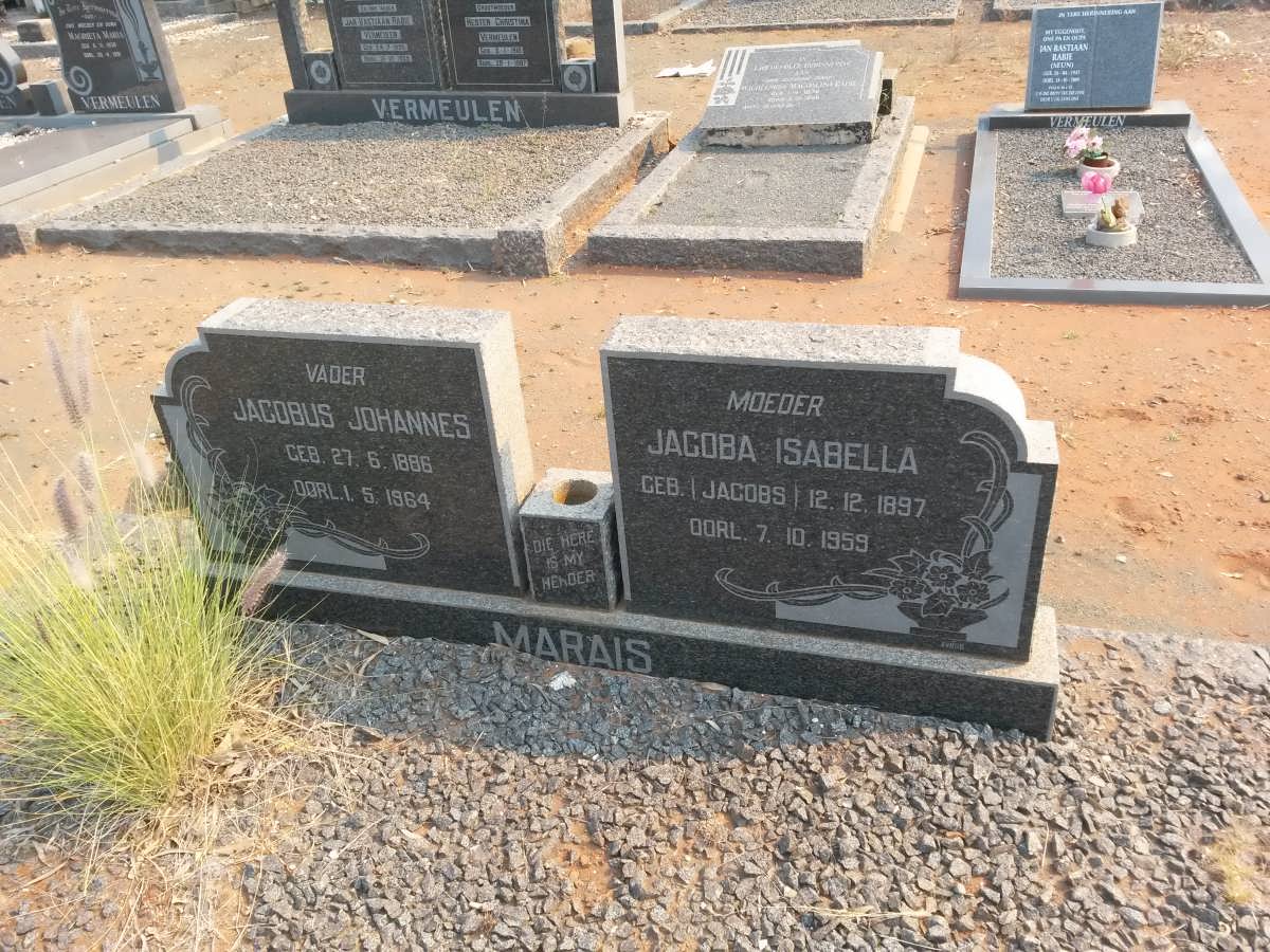 MARAIS Jacobus Johannes 1886-1964 &amp; Jacoba Isabella JACOBS 1897-1959