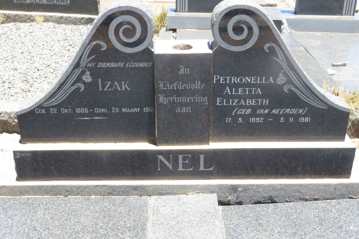NEL Izak 1886-1961 &amp; Petronella Aletta Elizabeth VAN HEERDEN 1892-1981