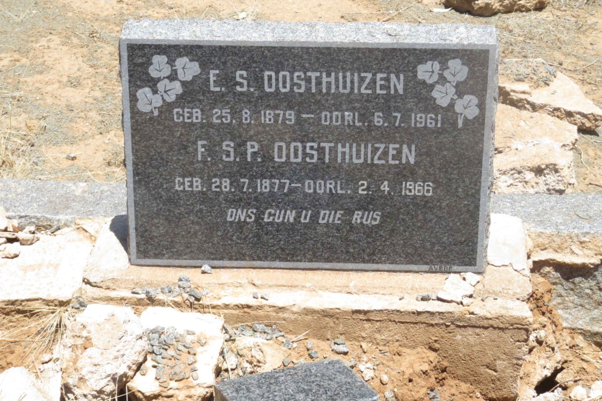 OOSTHUIZEN E.S. 1879-1961 &amp; F.S.P. 1877-1966