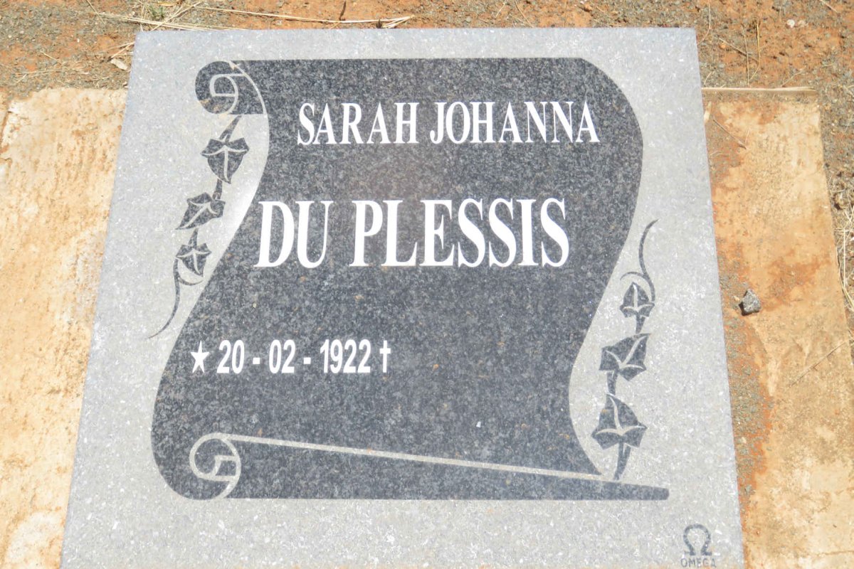 PLESSIS Karel Johannes, du 1918-2004 &amp; Sarah Johanna 1922-