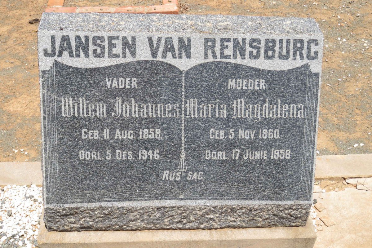 RENSBURG Willem Johannes, Jansen van 1858-1946 &amp; Maria Magdalena 1860-1958