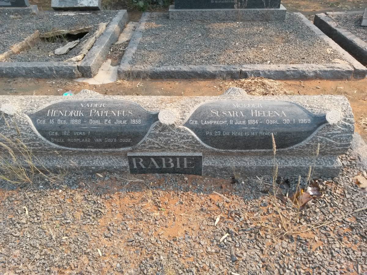 RABIE Hendrik Papenfus 1888-1958 &amp; Susara Helena LAMPRECHT 1884-1969