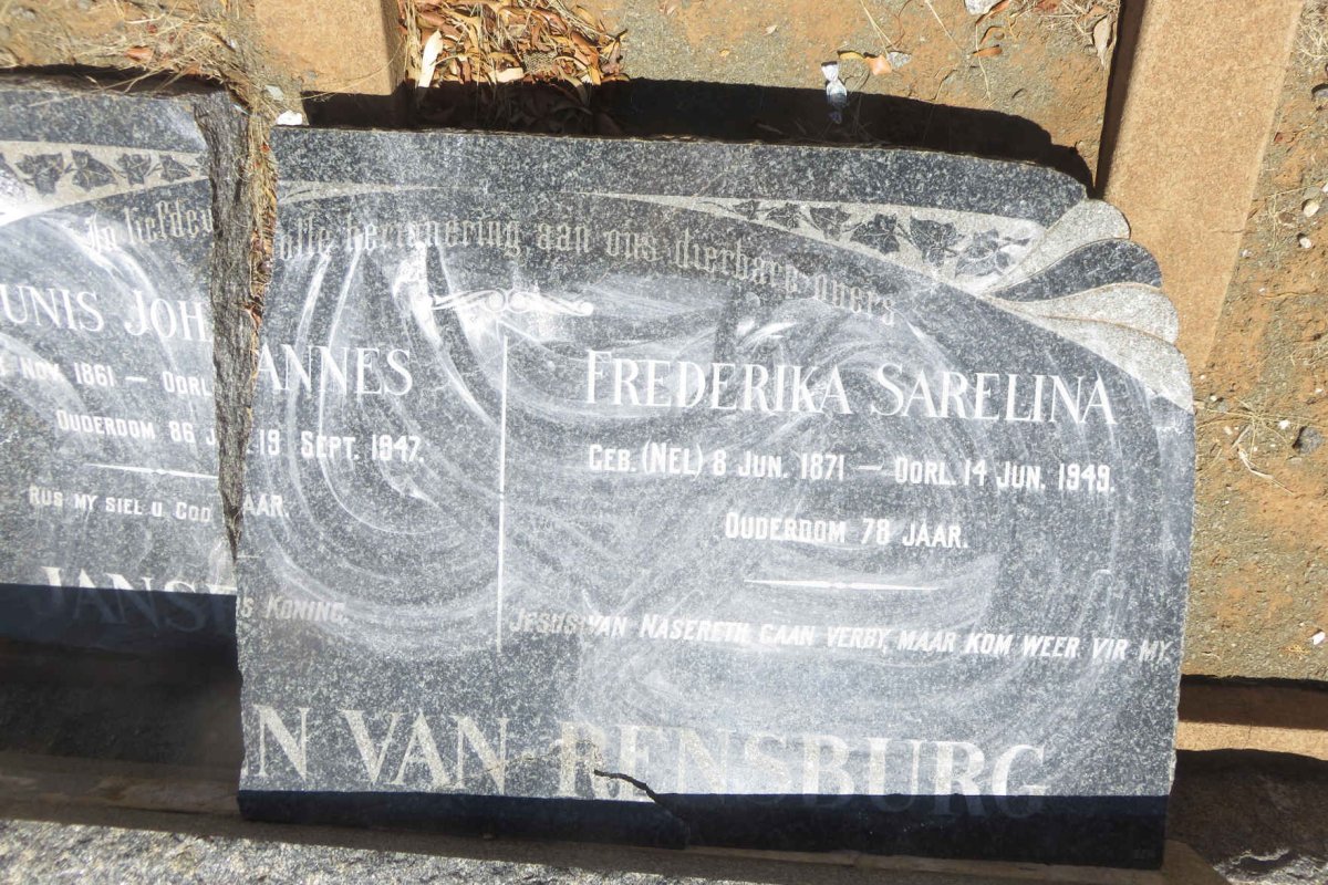 RENSBURG Theunis Johannes, Jansen van 1861-1947 &amp; Frederika Sarelina NEL 1871-1949
