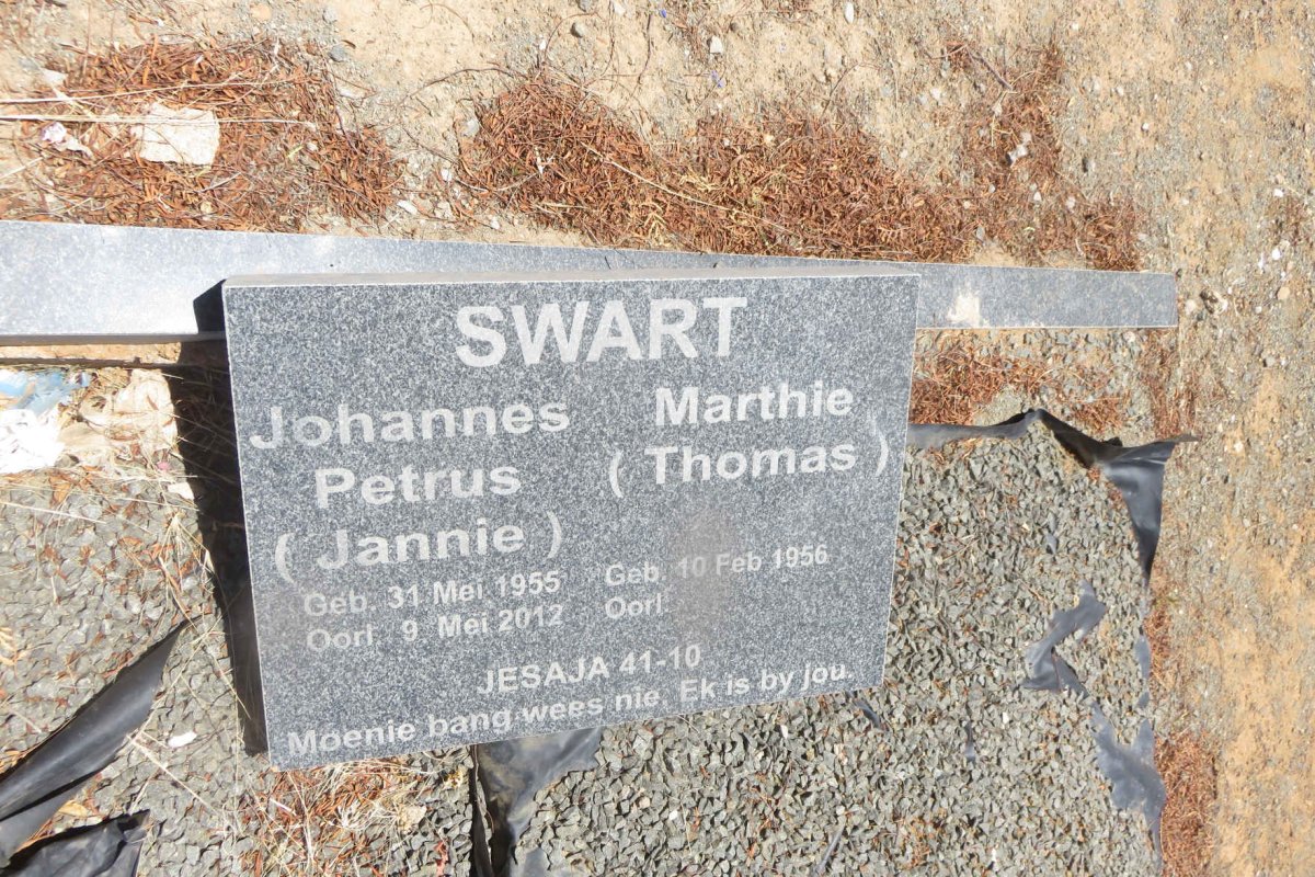 SWART Johannes Petrus 1955-2012 &amp; Marthie THOMAS 1956-