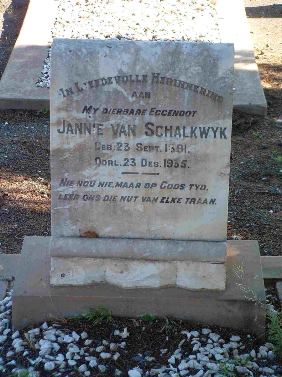 SCHALKWYK Jannie P., van 1891-1935