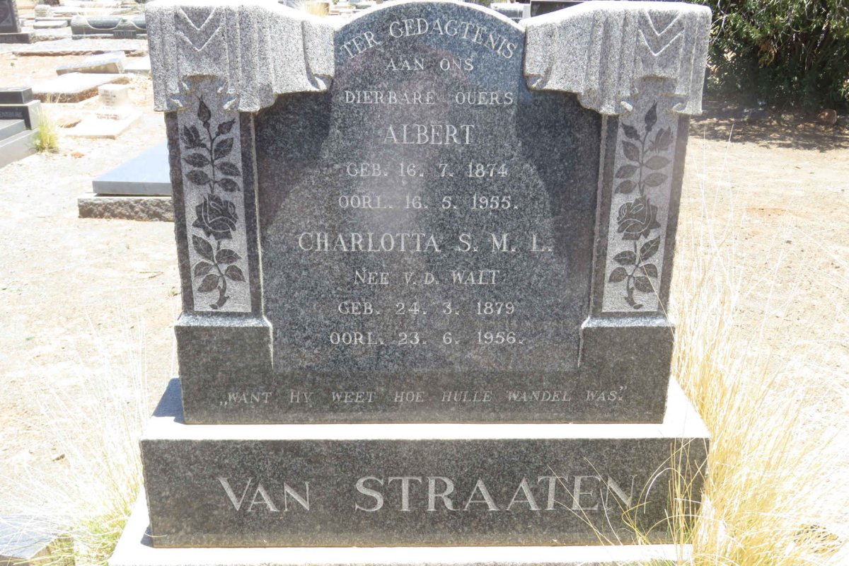 STRAATEN Albert, van 1874-1955 &amp; Charlotta S.M.L. V.D. WALT 1879-1956