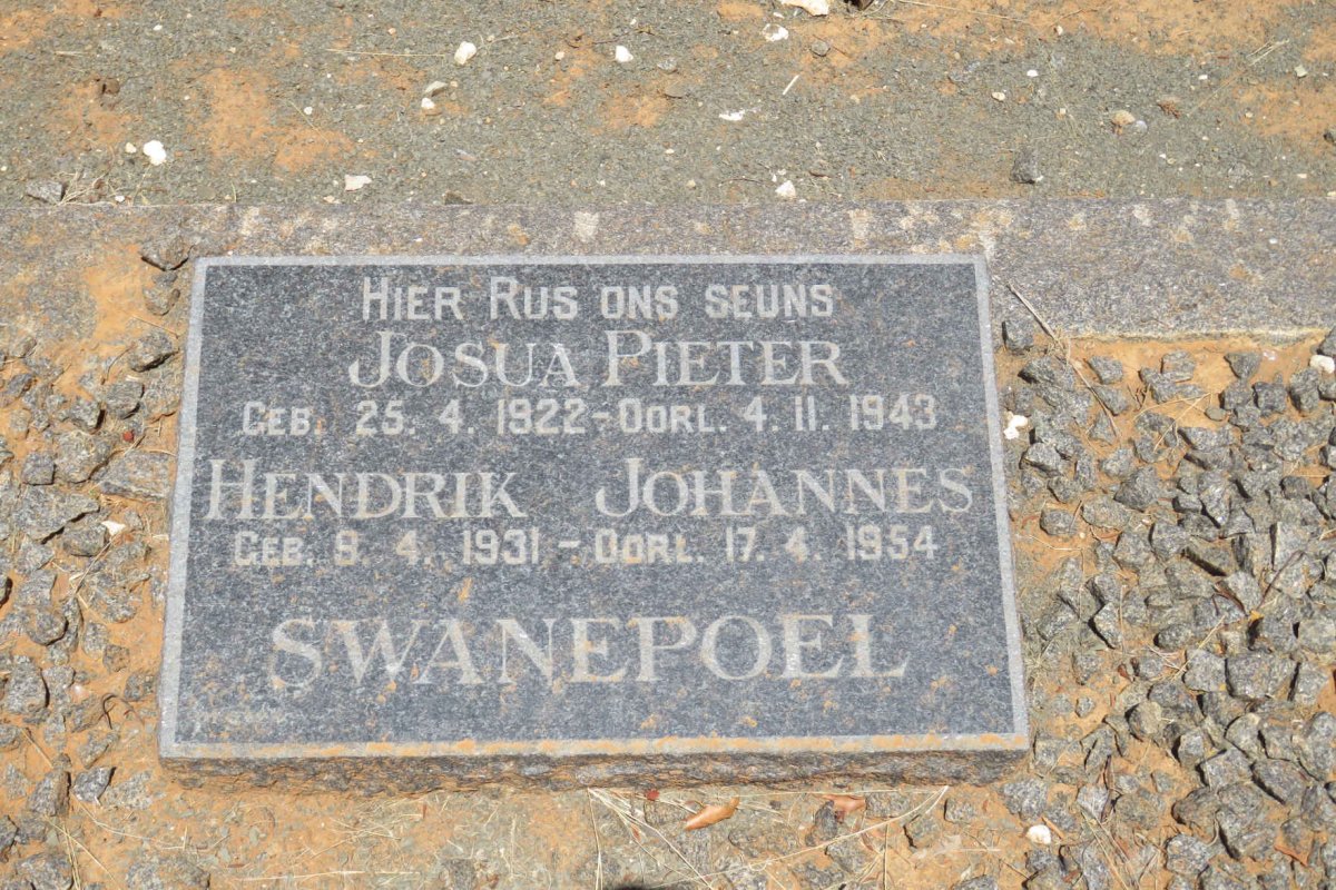 SWANEPOEL Josua Pieter 1922-1943 :: SWANEPOEL Hendrik Johanes 1931-1954