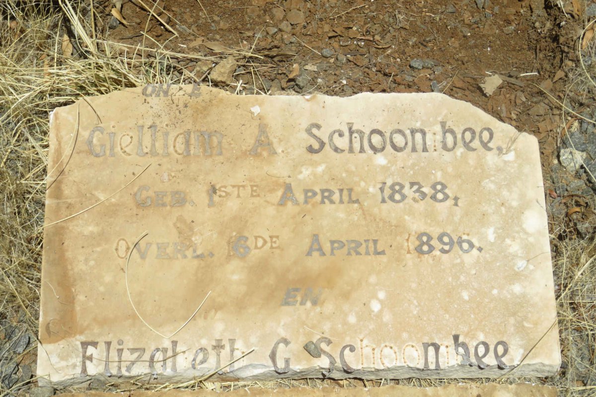 SCHOOMBEE Gielliam A. 1838-1896 &amp; Elizabeth G. JOUBERT 1842-1896