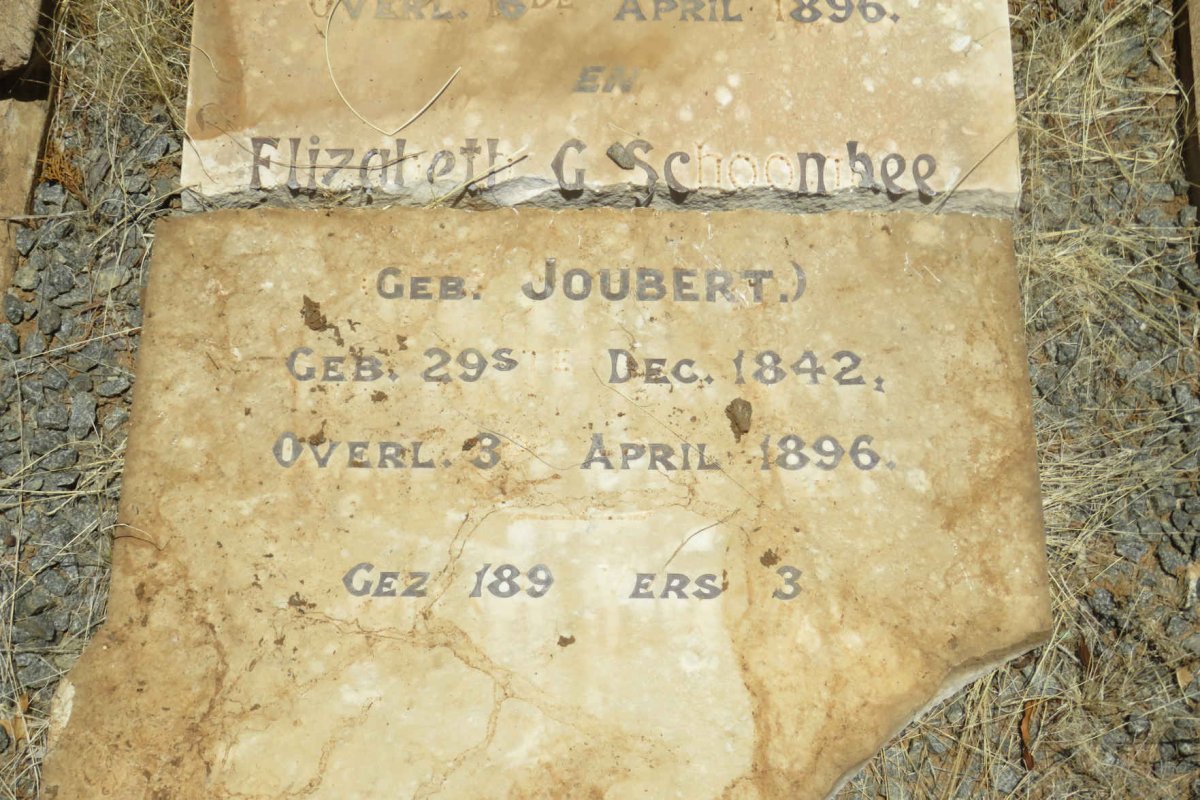 SCHOOMBEE Gielliam A. 1838-1896 &amp; Elizabeth G. JOUBERT 1842-1896