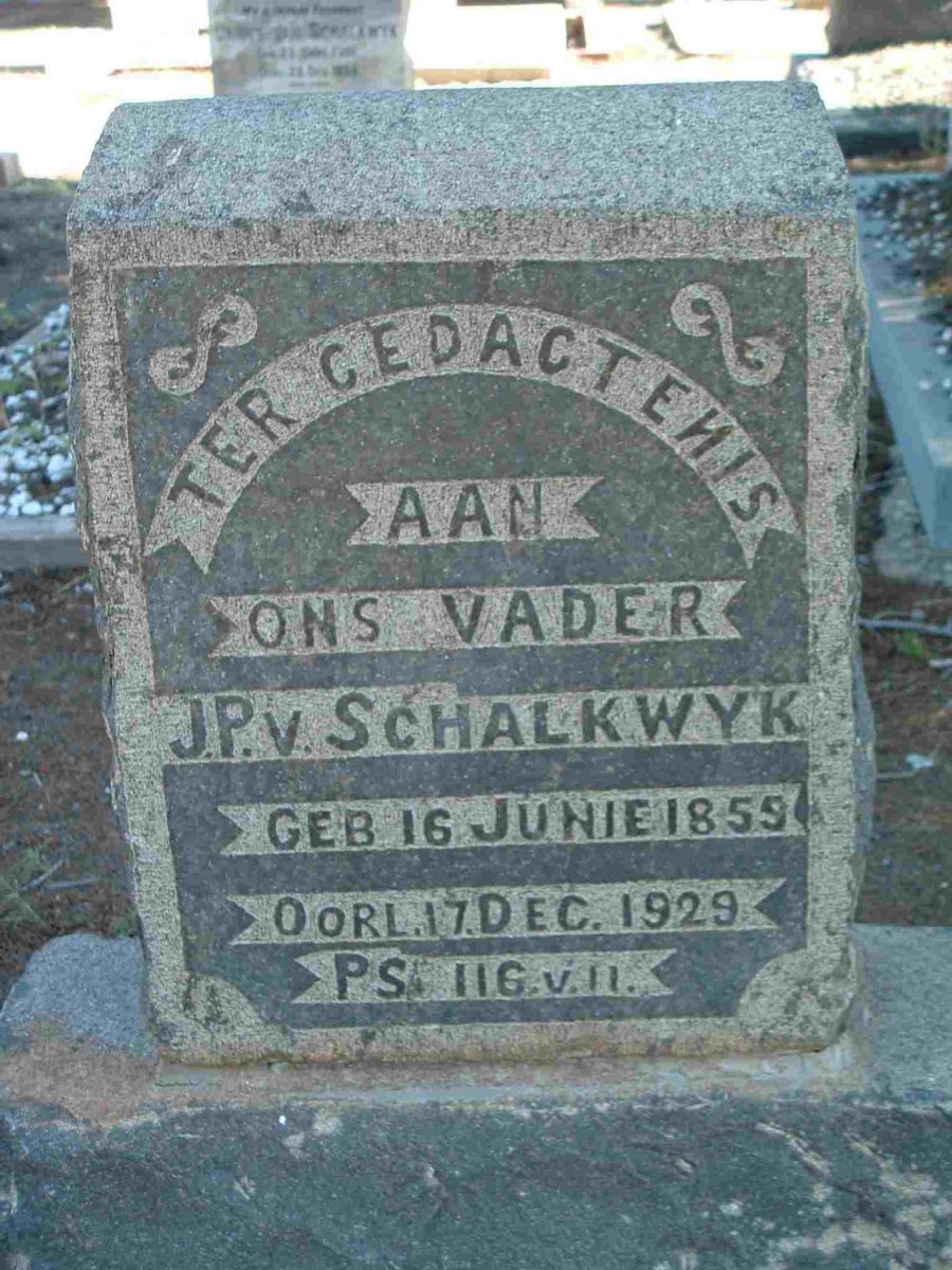SCHALKWYK J.P., van 1859-1929
