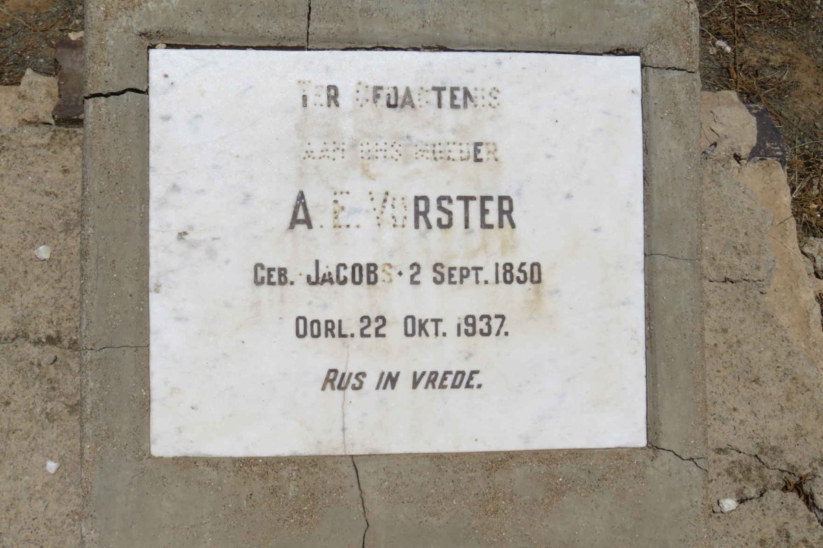 VORSTER A.E. nee JACOBS 1850-1937