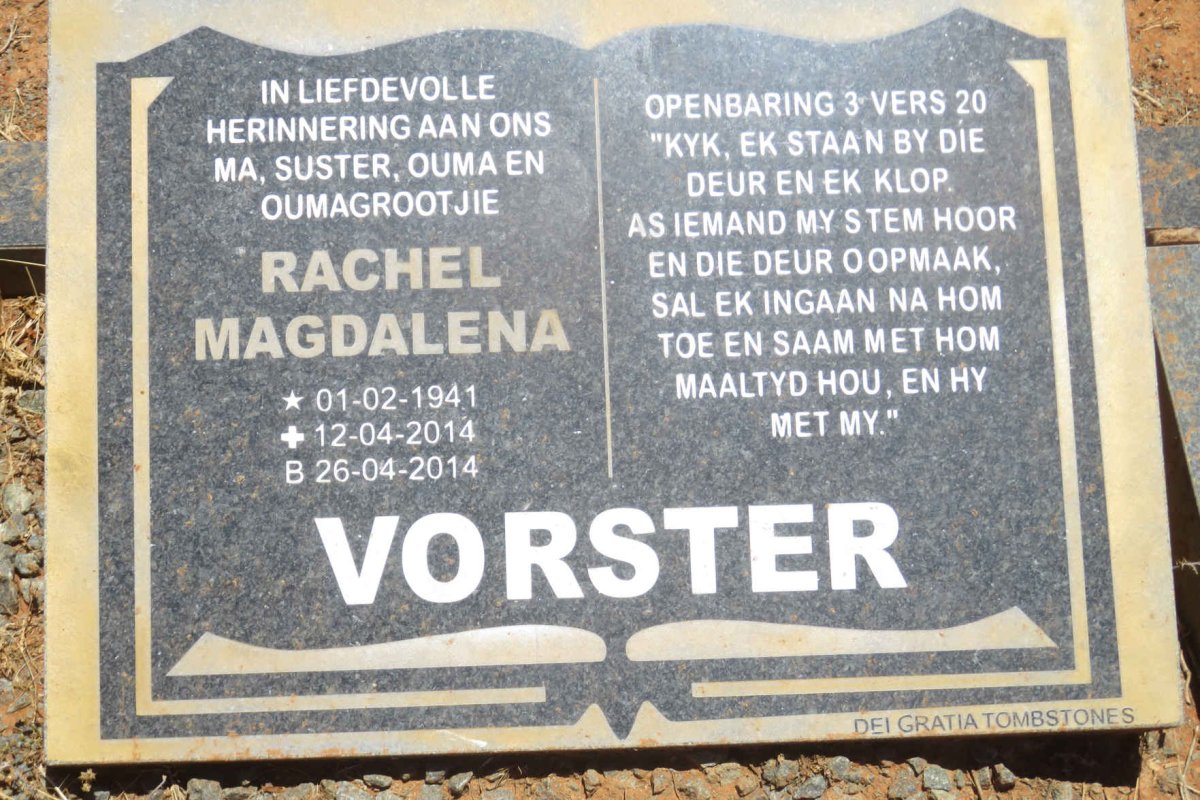 VORSTER Rachel Magdalena 1941-2014
