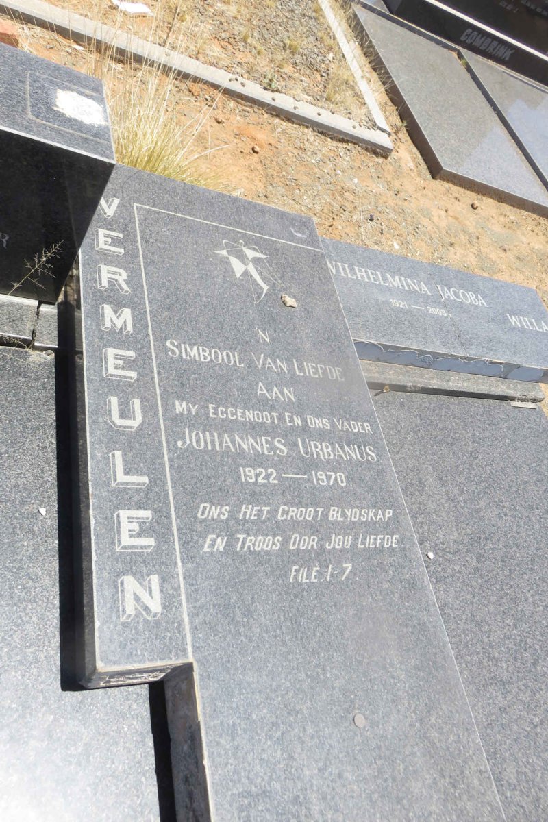 VERMEULEN Johannes Urbanus 1922-1970 &amp; Wilhelmina Jacoba 1921-2008