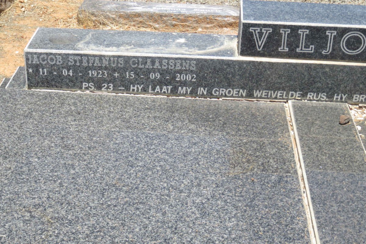 VILJOEN Jacob Stefanus Claassens 1923-2002 &amp; Charlotta Johanna 1925-2009