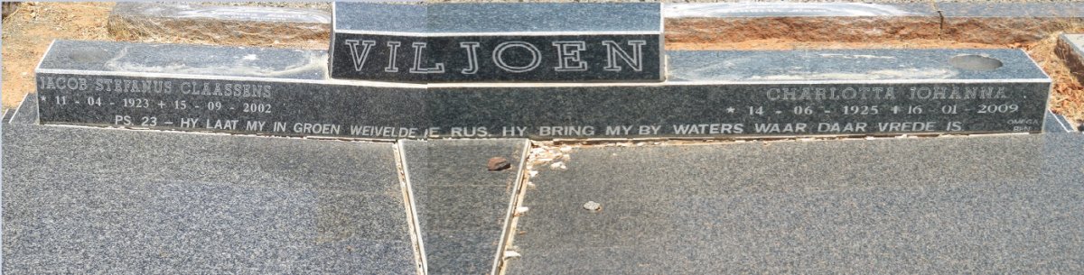 VILJOEN Jacob Stefanus Claassens 1923-2002 &amp; Charlotta Johanna 1925-2009