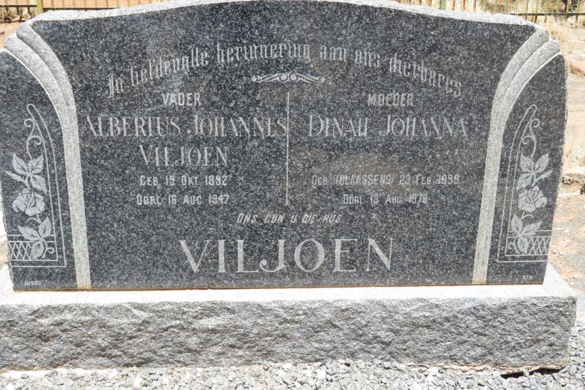 VILJOEN Albertus Johannes 1892-1947 &amp; Dinah Johanna CLAASSENS 1899-1978
