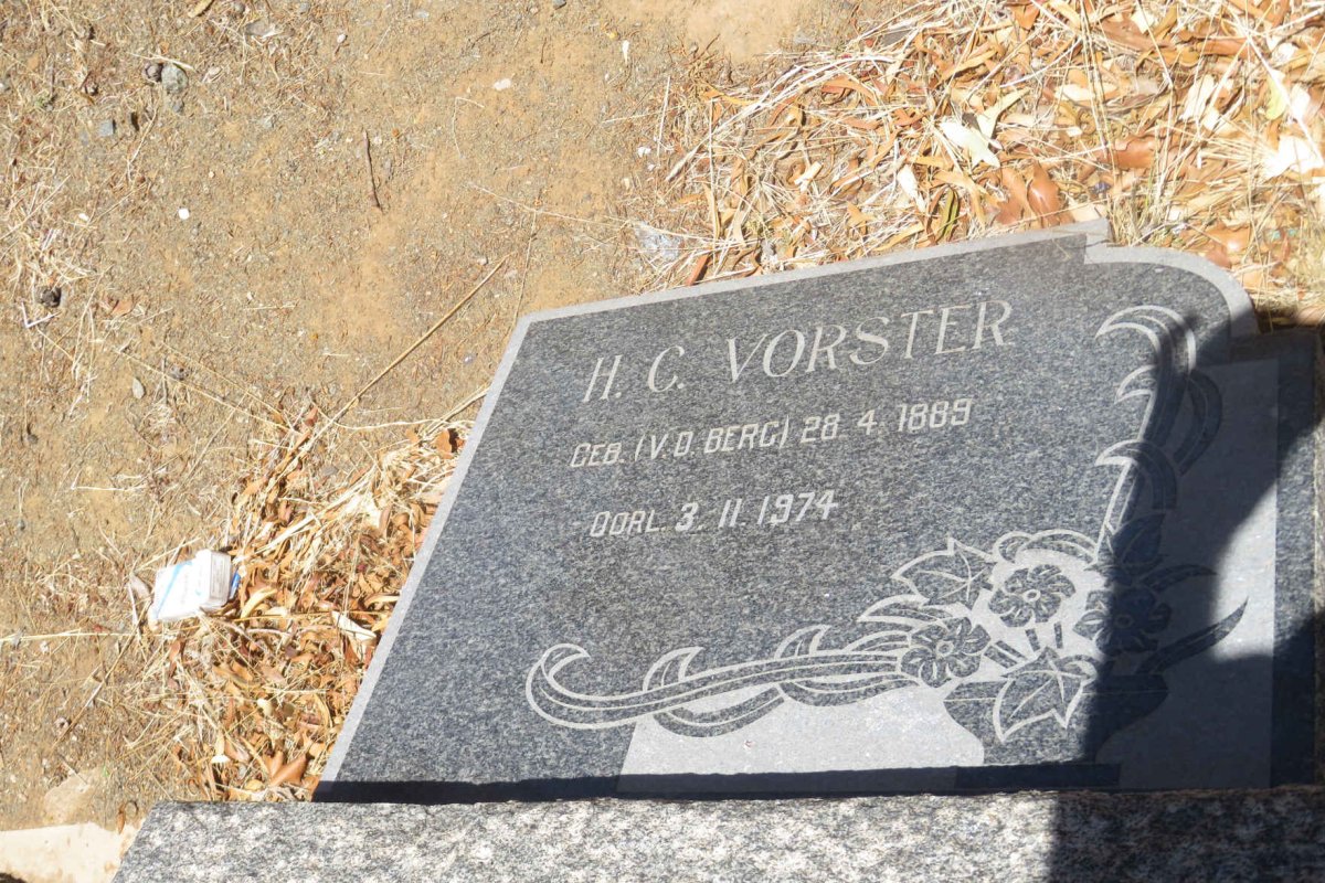 VORSTER H.C. nee V.D. BERG 1889-1974