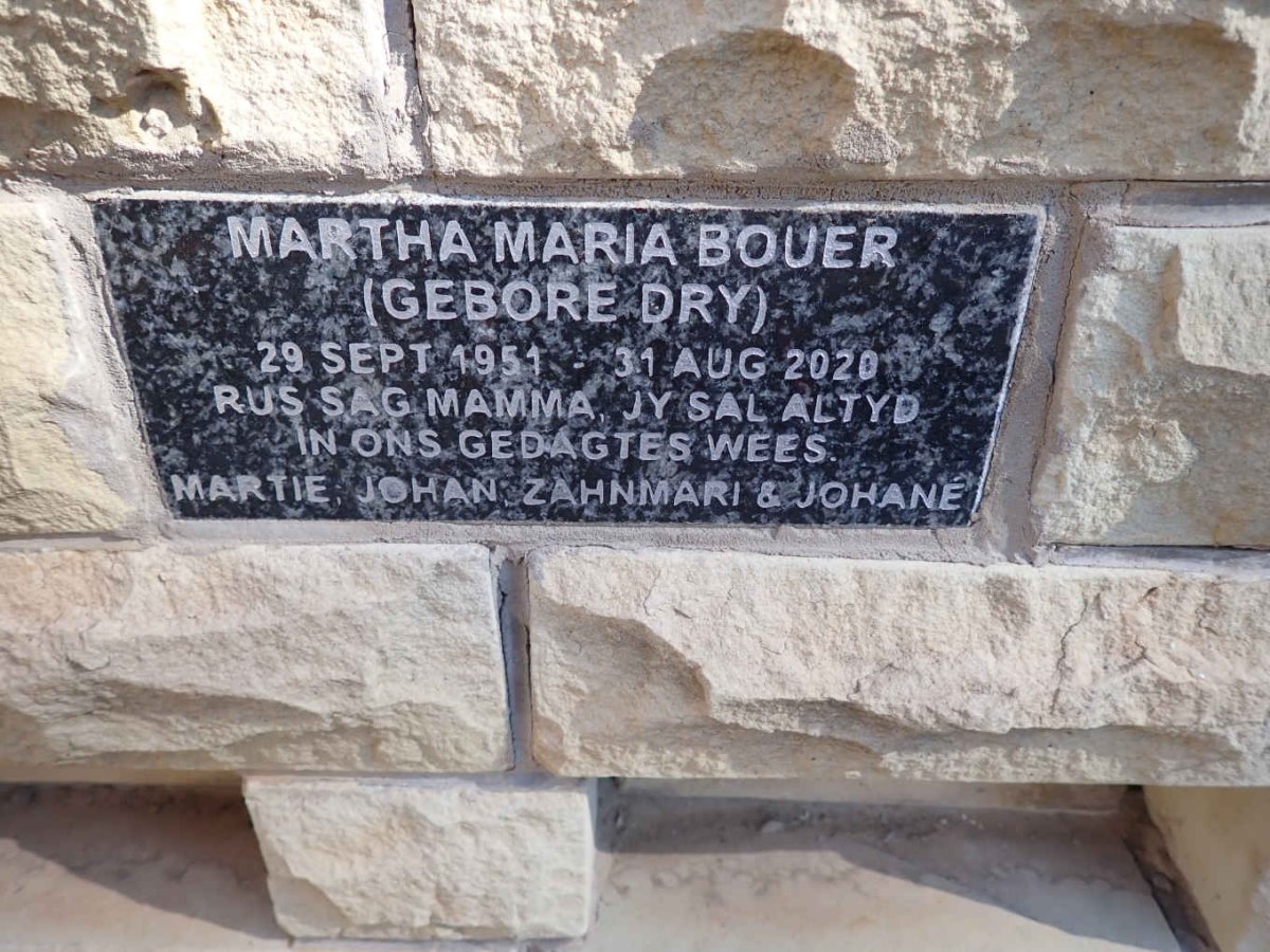 BOUER Martha Maria nee DRY 1951-2020