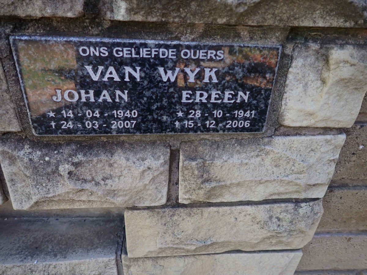 WYK Johan, van 1940-2007 &amp; Ereen 1941-2006