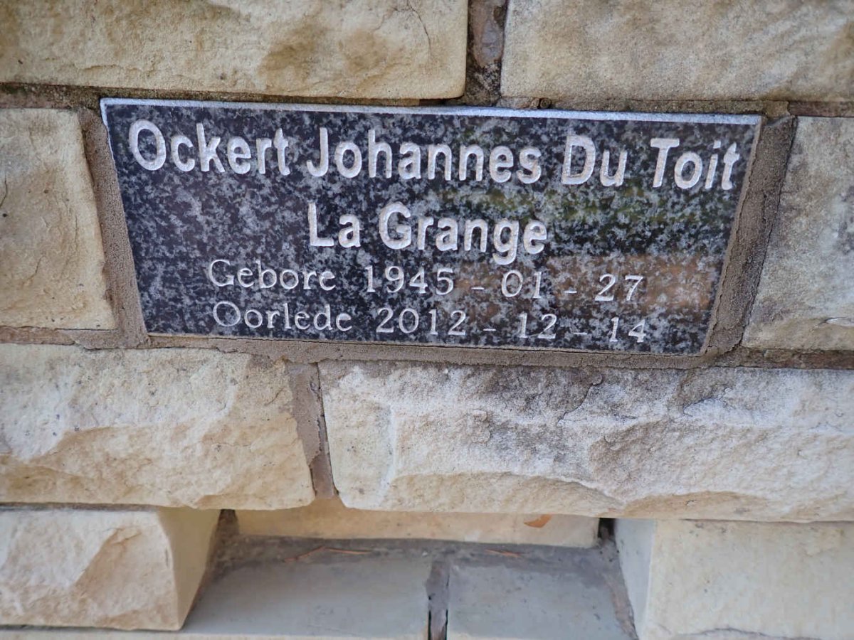 GRANGE Ockert Johannes du Toit, la 1945-2012