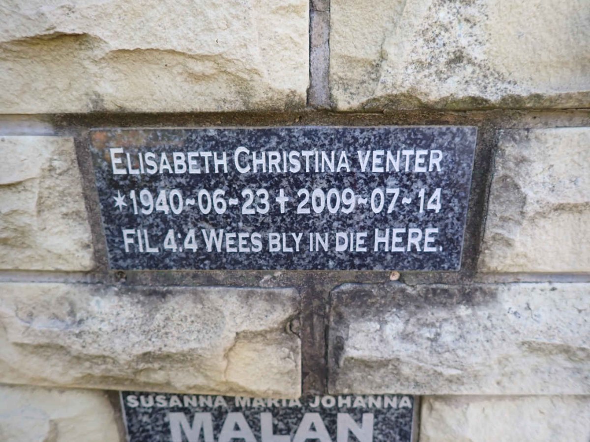 VENTER Elisabeth Christina 1940-2009