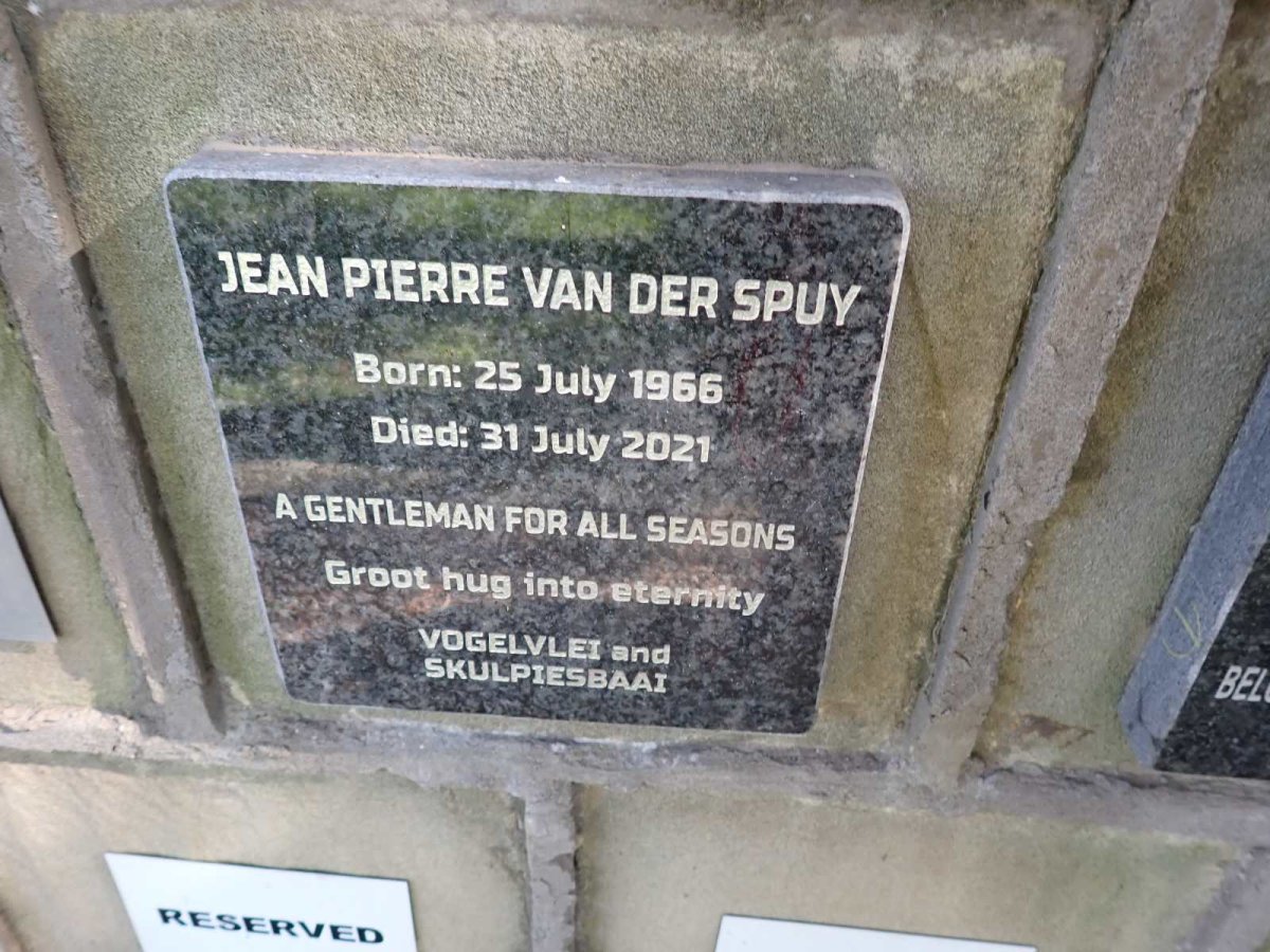 SPUY Jean Pierre, van der 1966-2021