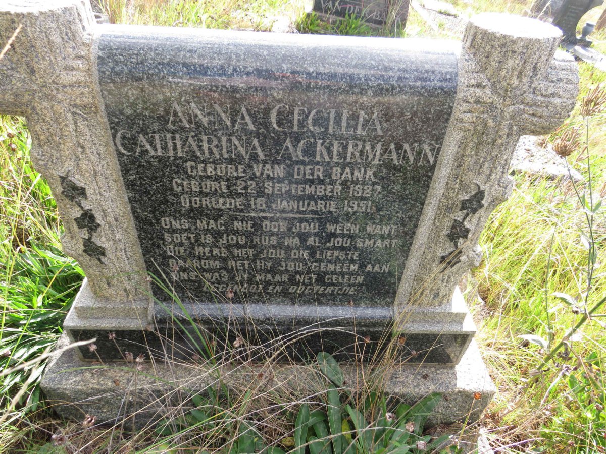 ACKERMANN Anna Cecilia Catharina nee VAN DER BANK 1927-1951