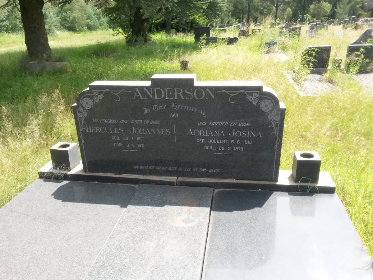 ANDERSON Hercules Johannes 1907-1971 &amp; Adriana Josina JOUBERT 1913-1979