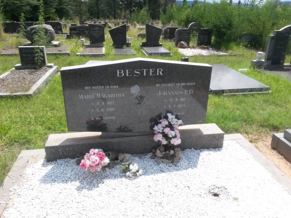 BESTER Johannes P.D. 1912-1978 &amp; Maria Magaritha 1927-2007