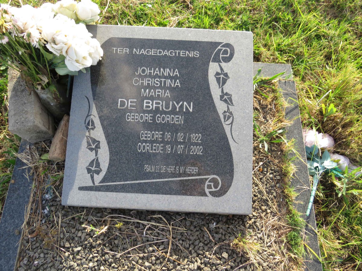BRUYN Johanna Christina Maria, de nee GORDEN 1922-2002