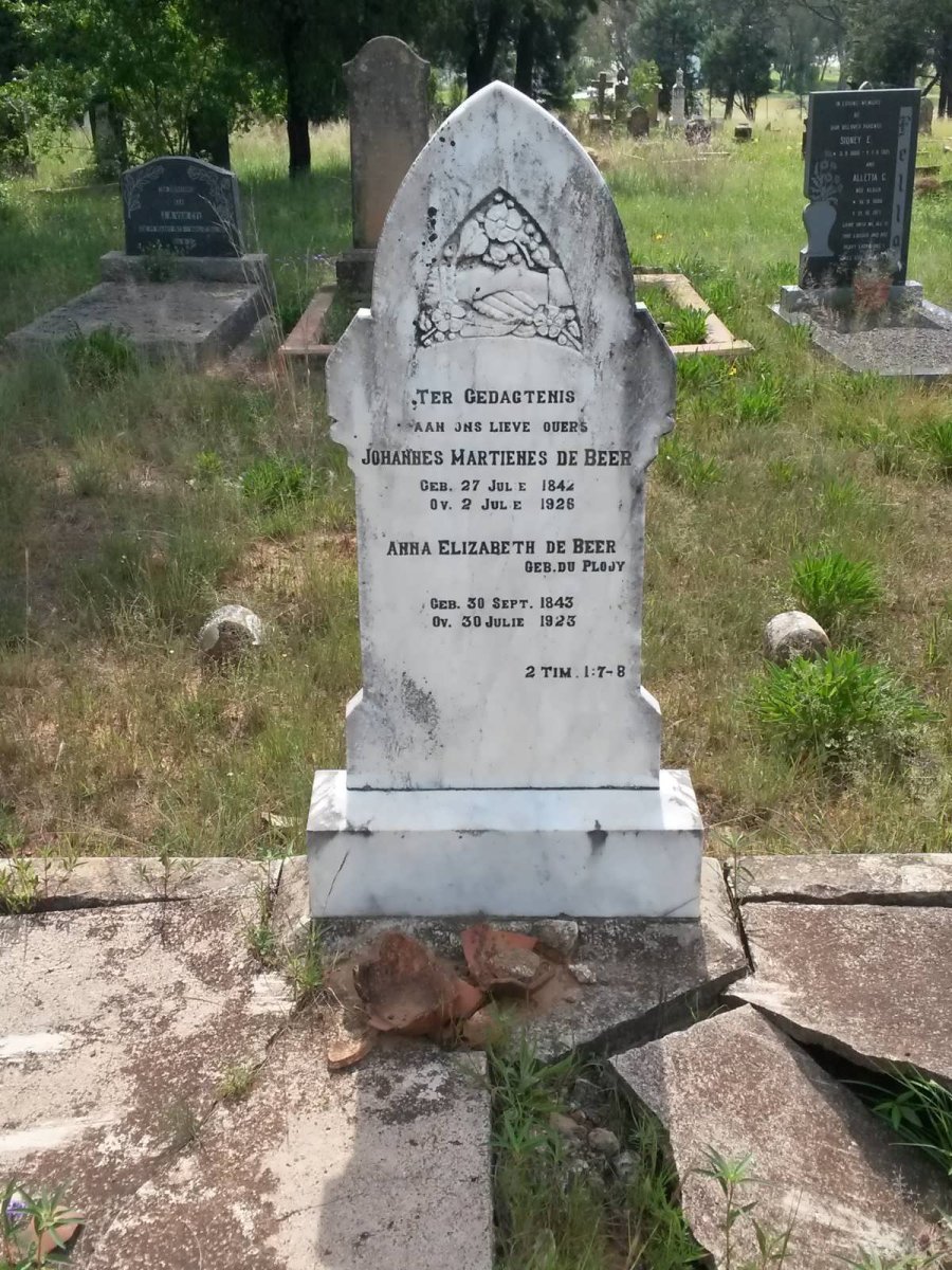 BEER Johannes Martienes, de 1842-1928 &amp; Anna Elizabeth DU PLOOY 1843-1923