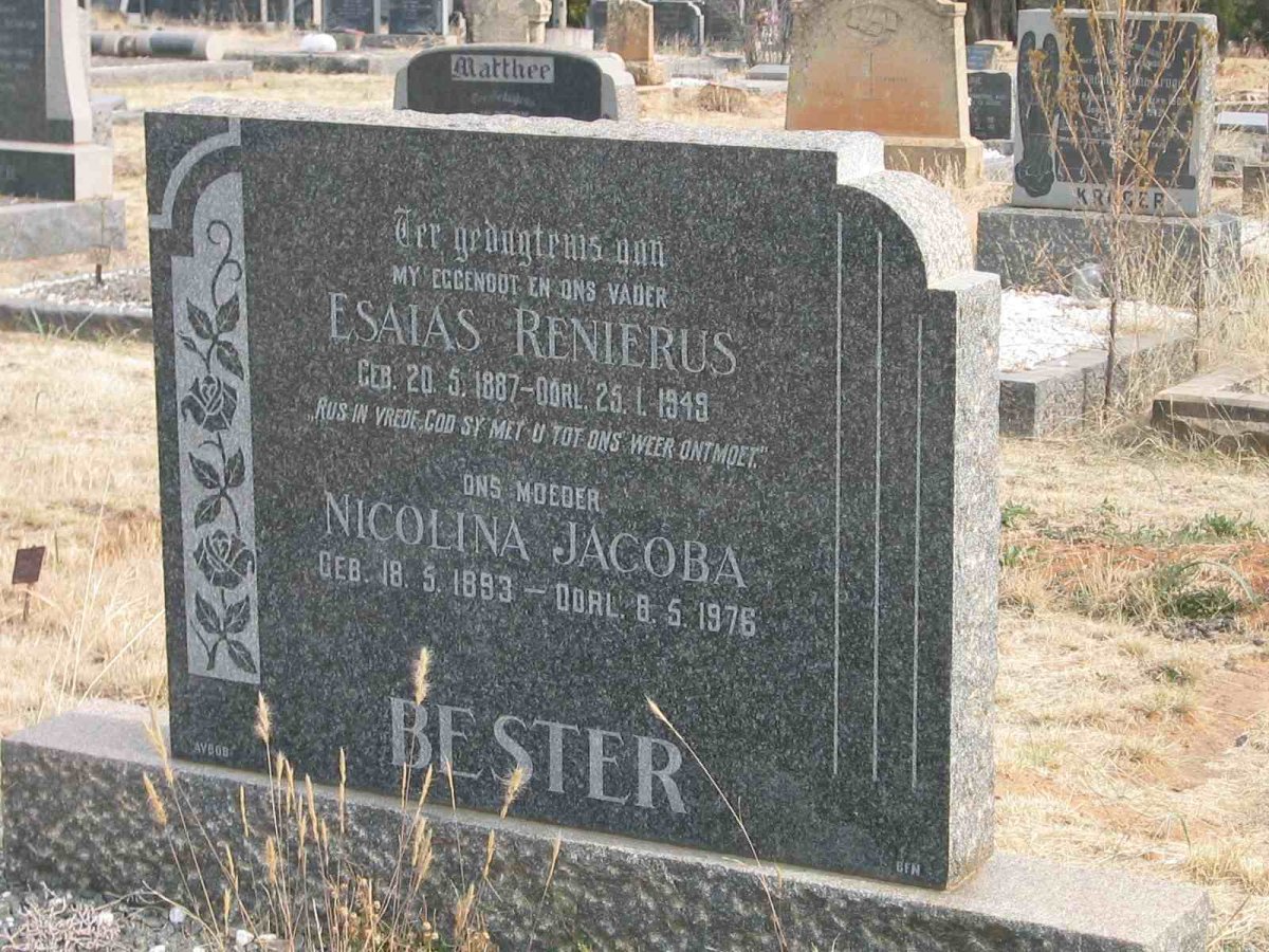 BESTER Esaias Renierus 1887-1949 &amp; Nicolina Jacoba 1893-1976