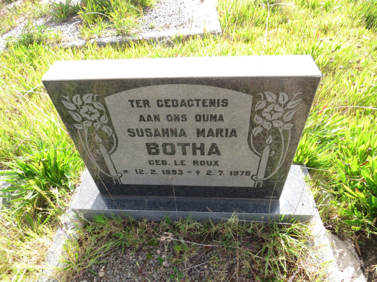 BOTHA Susanna Maria nee LE ROUX 1893-1978