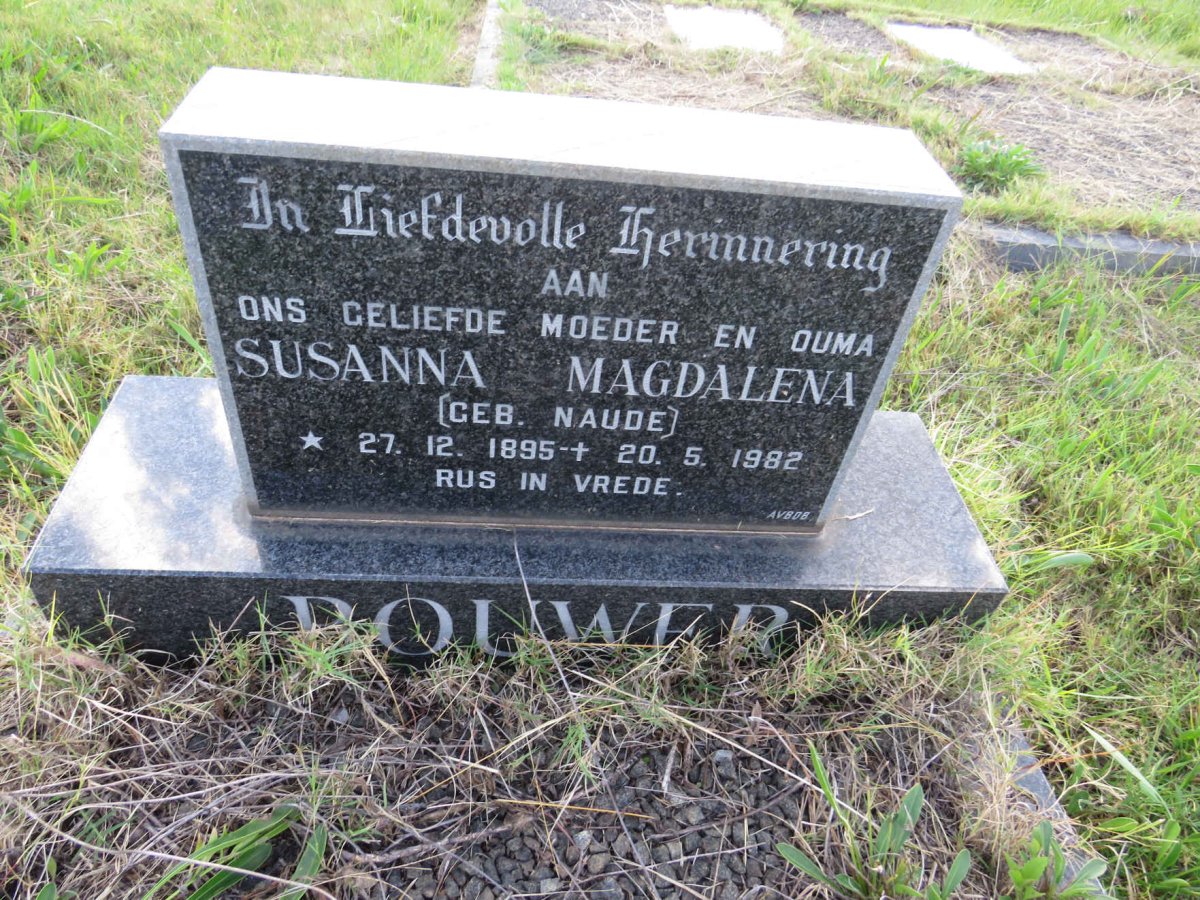 BOUWER Susanna Magdalena nee NAUDE 1895-1982
