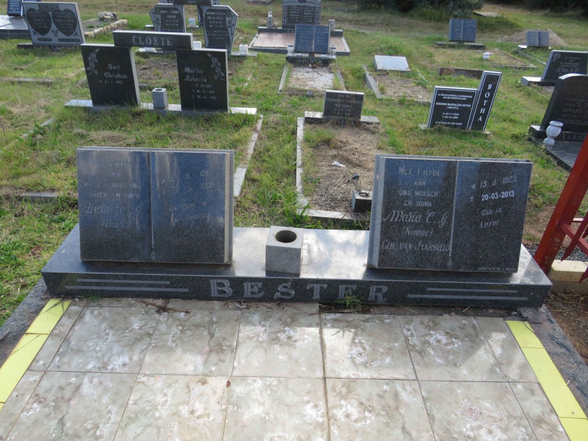 BESTER Andries J. 1917-1989 & Maria C.G. VAN JAARSVELD 1923-2013 _1