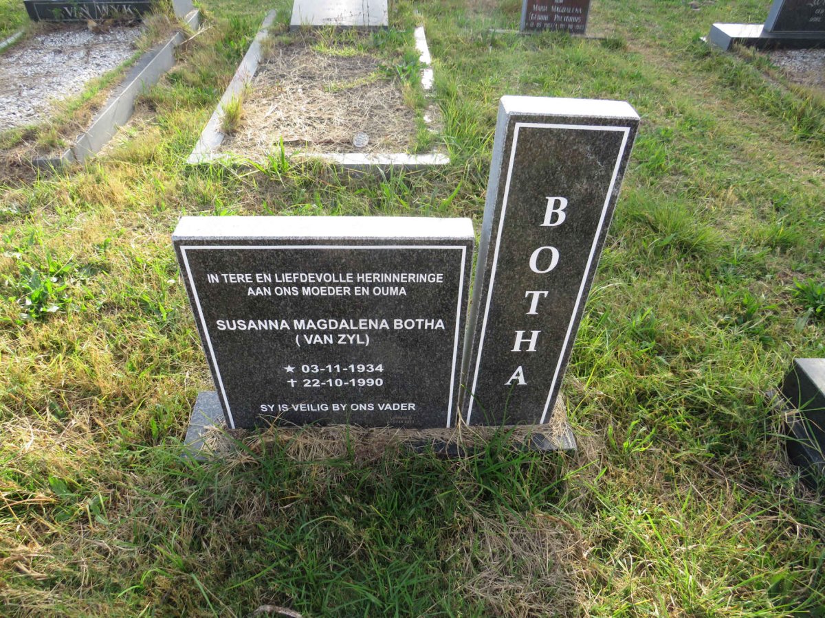 BOTHA Susanna Magdalena nee VAN ZYL 1934-1990