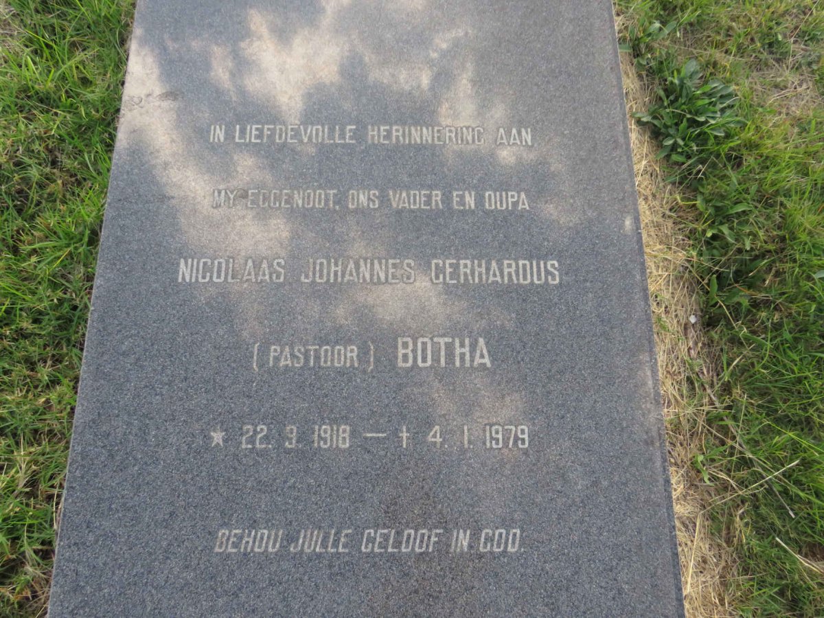 BOTHA Nicolaas Johannes Gerhardus 1918-1979