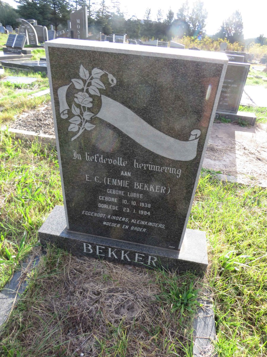 BEKKER E.C. nee LUBBE 1938-1984
