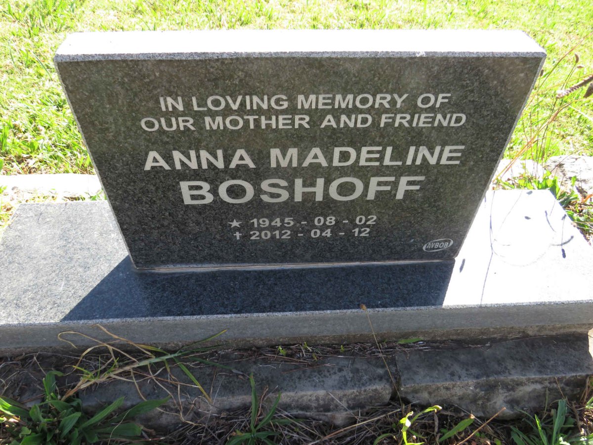 BOSHOFF Anna Madeline 1945-2012