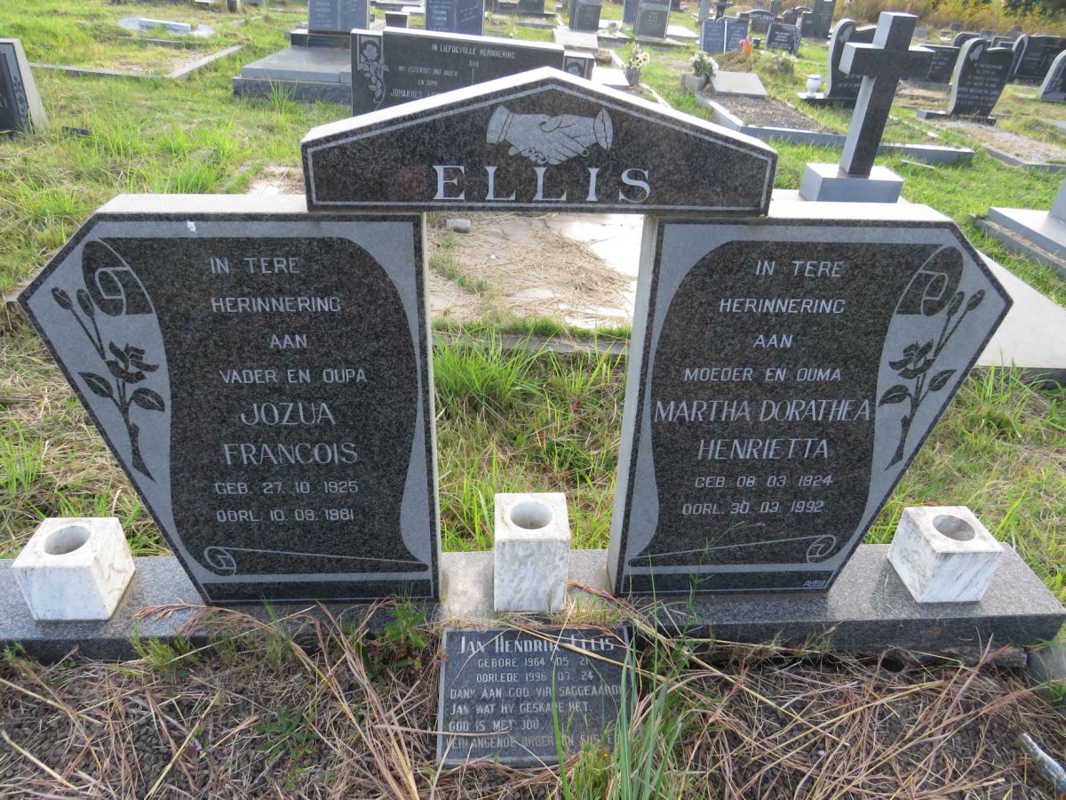 ELLIS Jozua Francois 1925-1981 & Martha Dorathea Henrietta 1924-1992 :: ELLIS Jan Hendrik 1964-1996