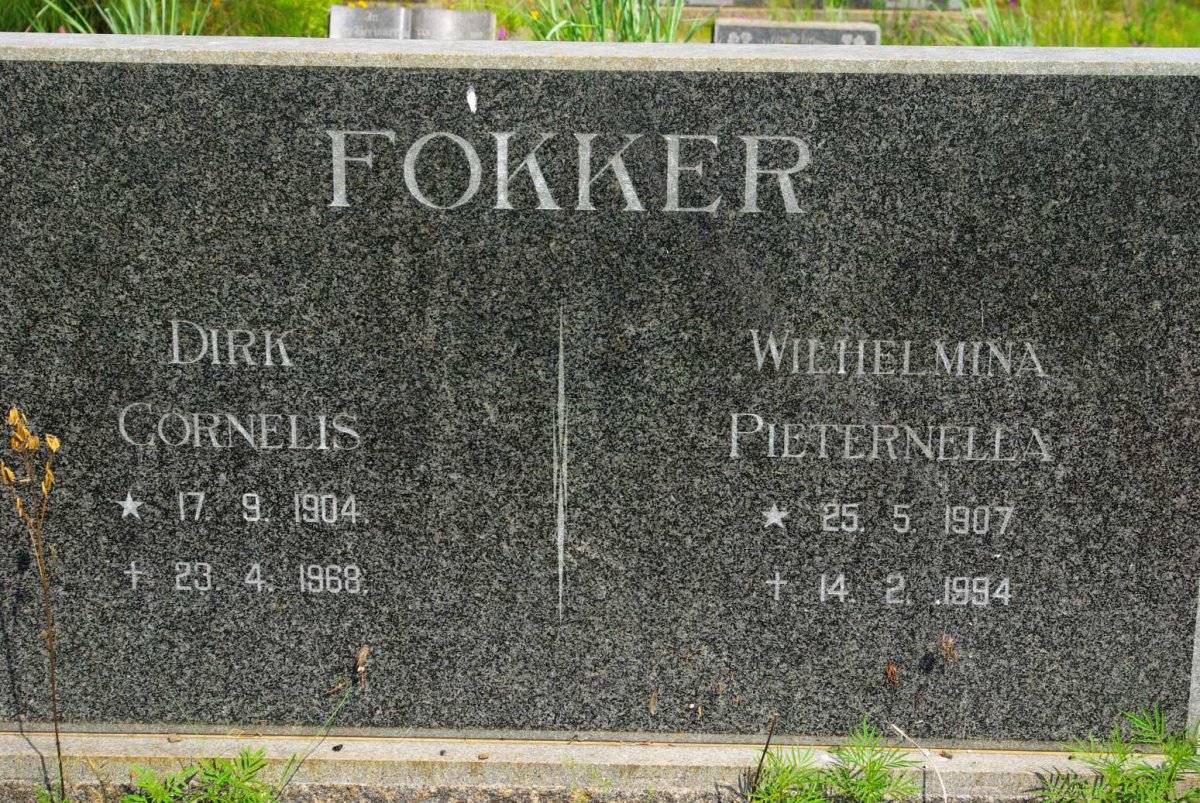 FOKKER Dirk Cornelius 1904-1968 &amp; Wilhelmina Pieternalla 1907-1994