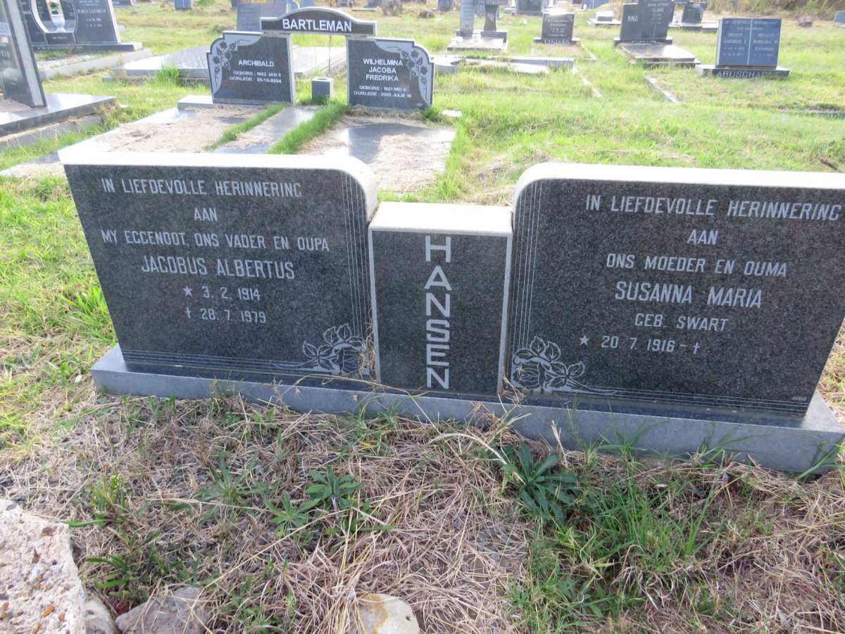 HANSEN Jacobus Albertus 1914-1979 & Susanna Maria SWART 1916-