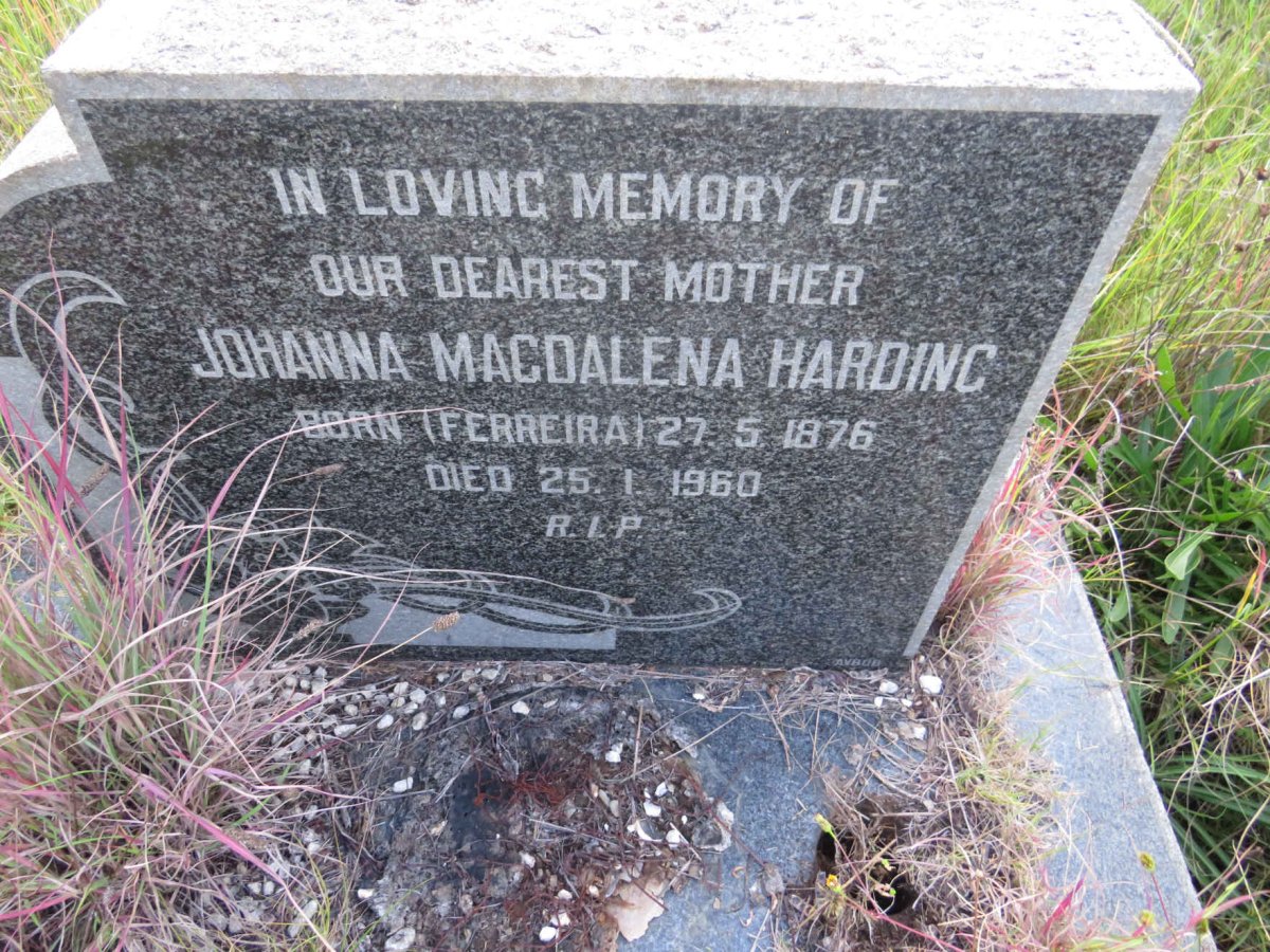 HARDING Johanna Magdalena nee FERREIRA 1876-1960
