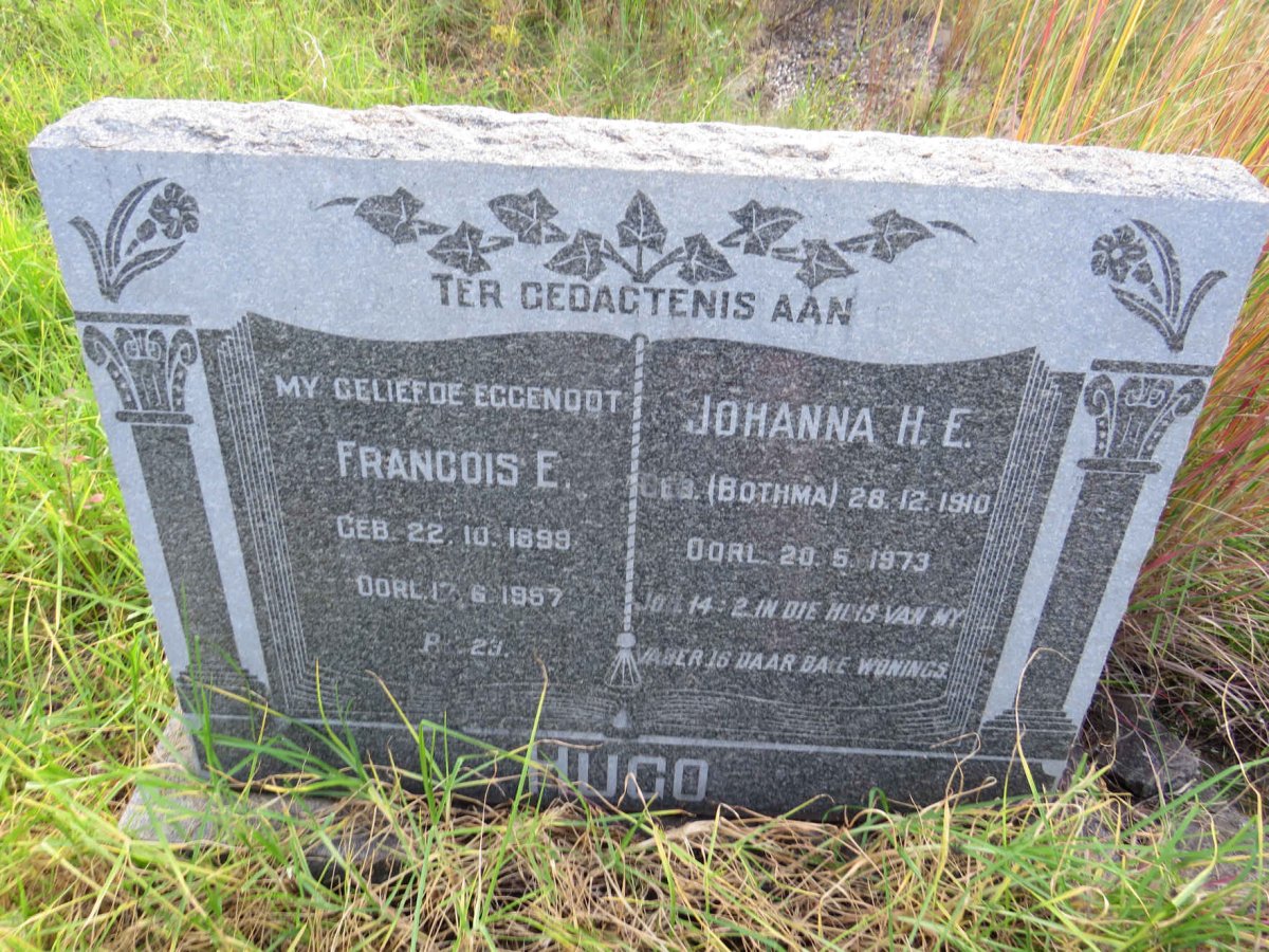 HUGO Francoise E. 1899-1967 & Johanna H.E. BOTHMA 1910-1973